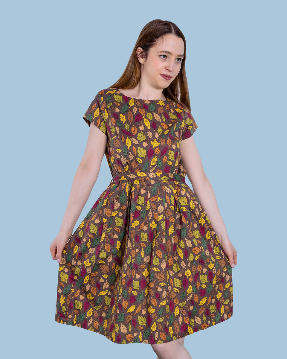 Signs of Autumn Belted Dress