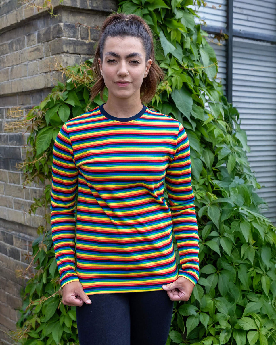 Retro Rainbow Brights Repeat Striped Long Sleeved T Shirt – Run