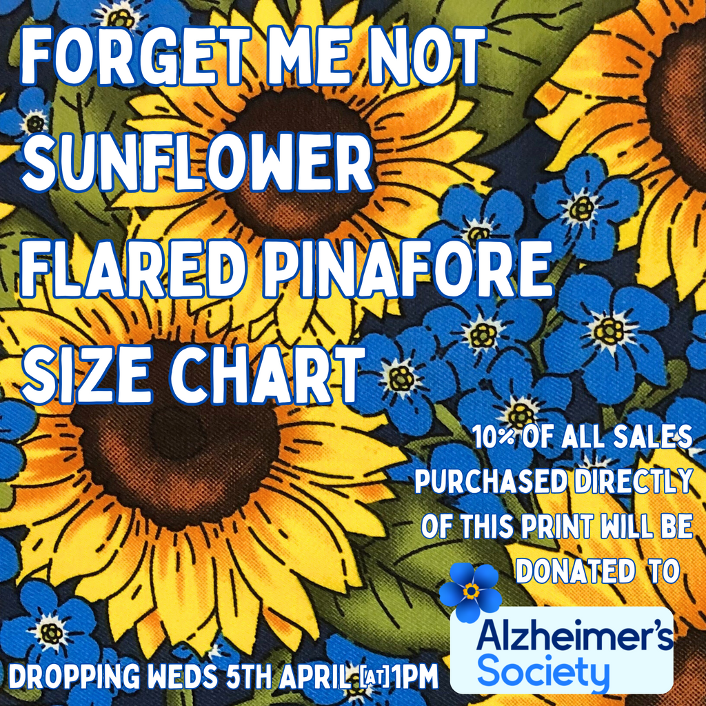 Forget Me Not Sunflowers Flared Pinafore Sizing Info