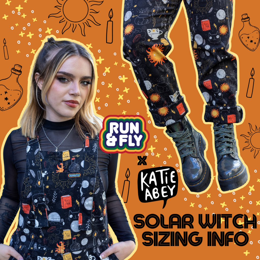Sizing Information for Katie Abey x Run & Fly Solar Witch Dungarees