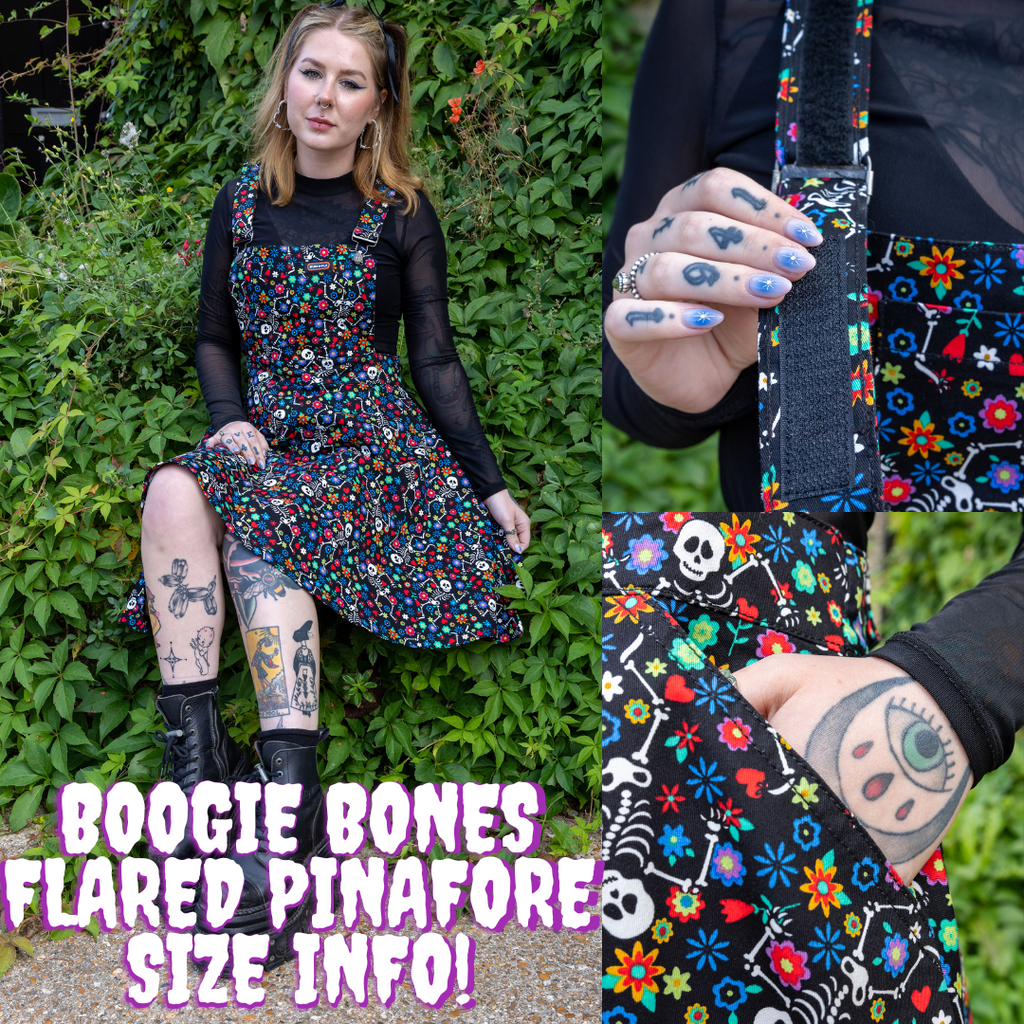 Boogie Bones Flared Pinafore Sizing Information