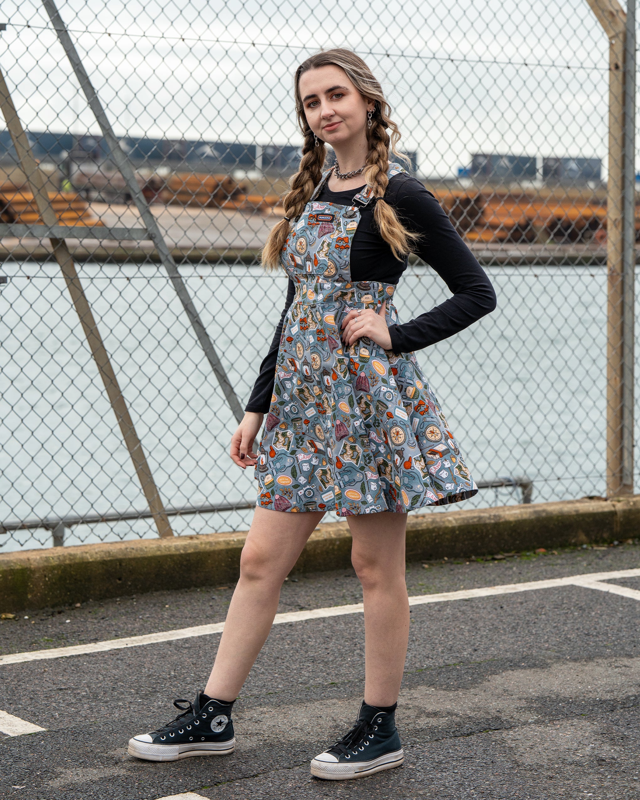 run & fly rainbow corduroy pinafore mini dress Gold Bee Stretch Corduroy Pinafore Dress Run and Fly