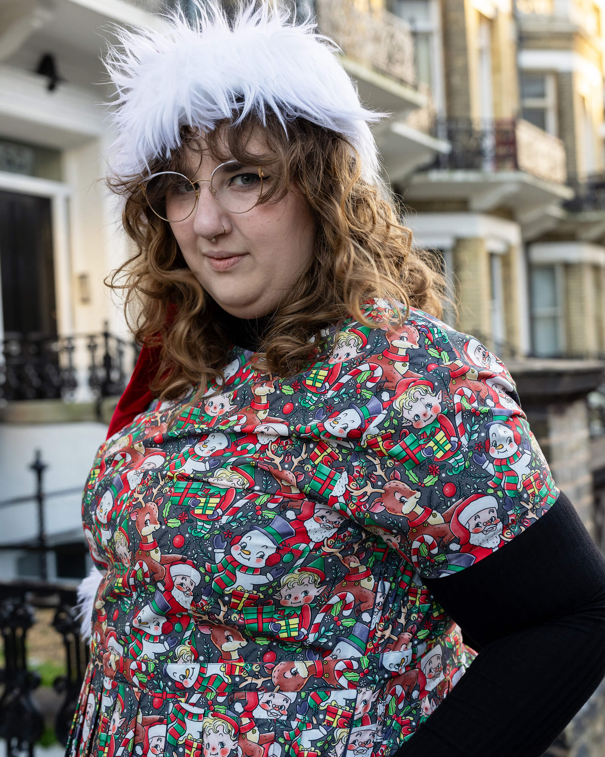 Festive: Christmas Cuties Stretch Belted Tea Dress with Pockets Run and Fly Festive: Christmas Cuties Stretch Belted Tea Dress with Pockets Run and Fly