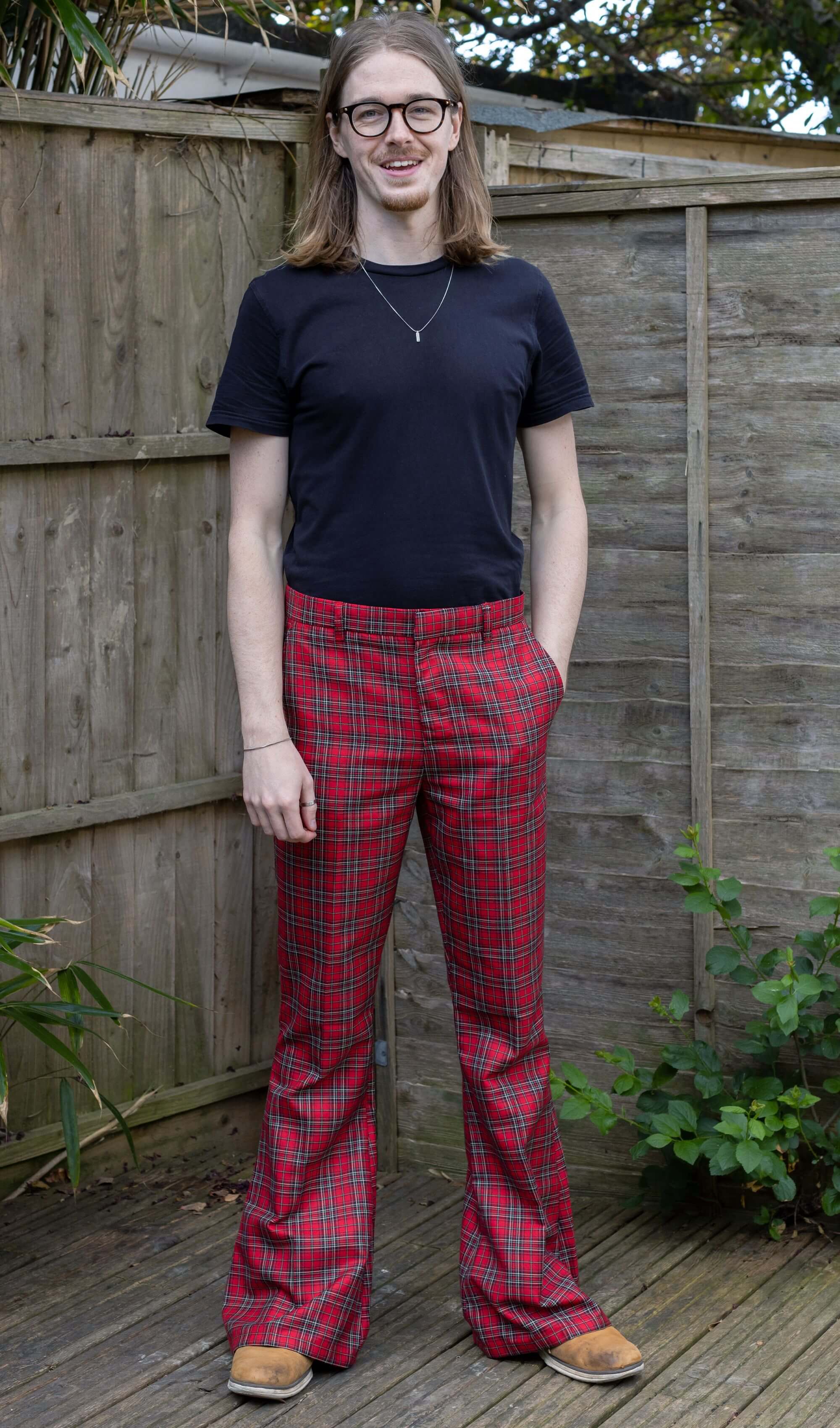 Red plaid bell bottoms online