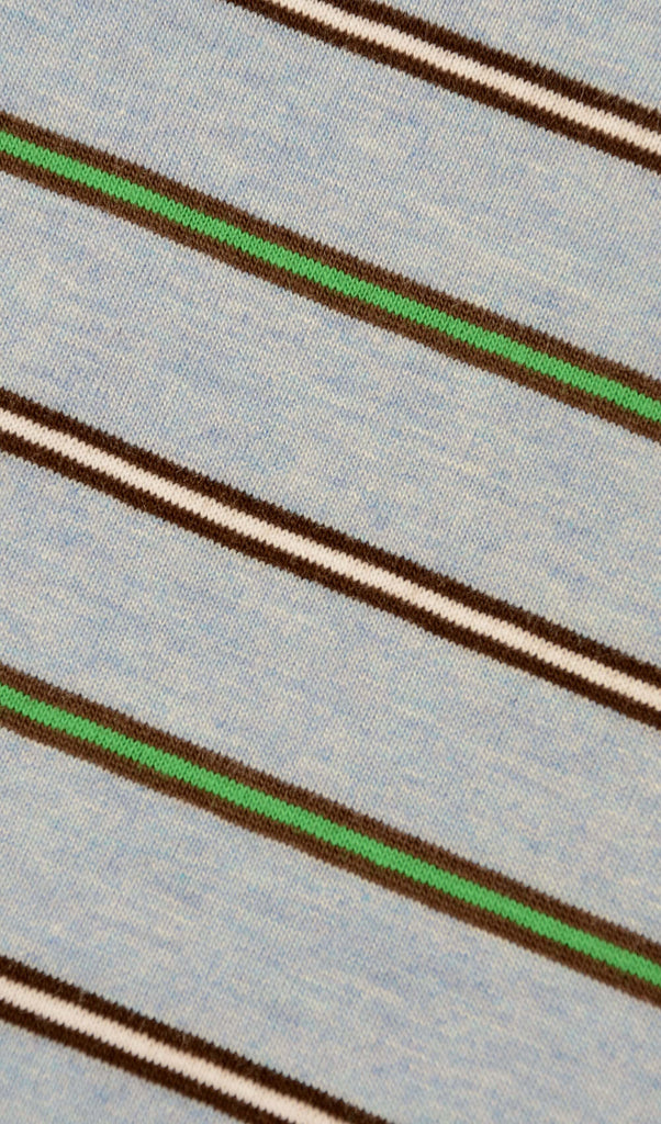 Close up of the stripes on the retro sky marl pin striped tee