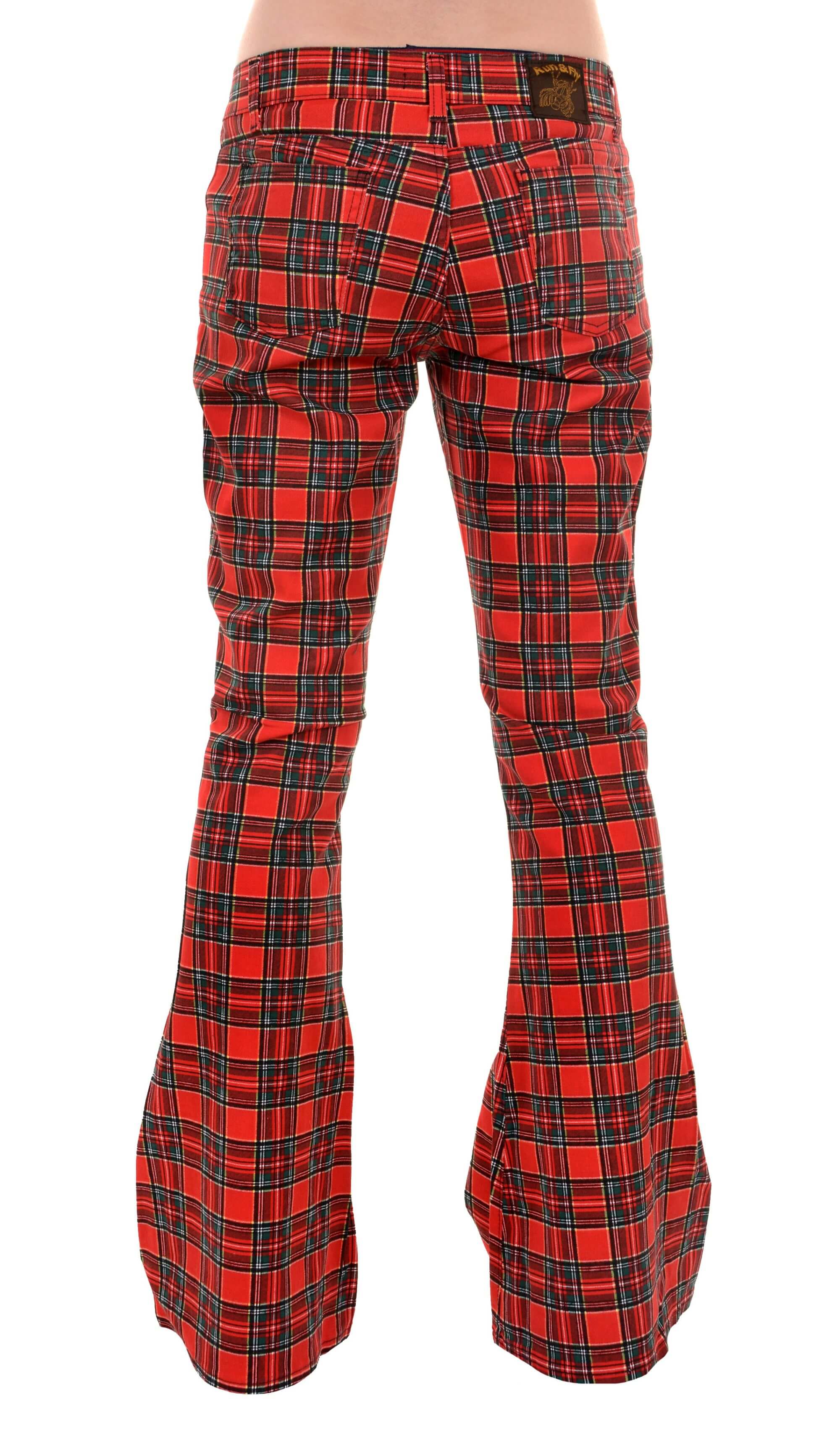 Red Tartan Plaid Bell Bottom Flares – Run and Fly