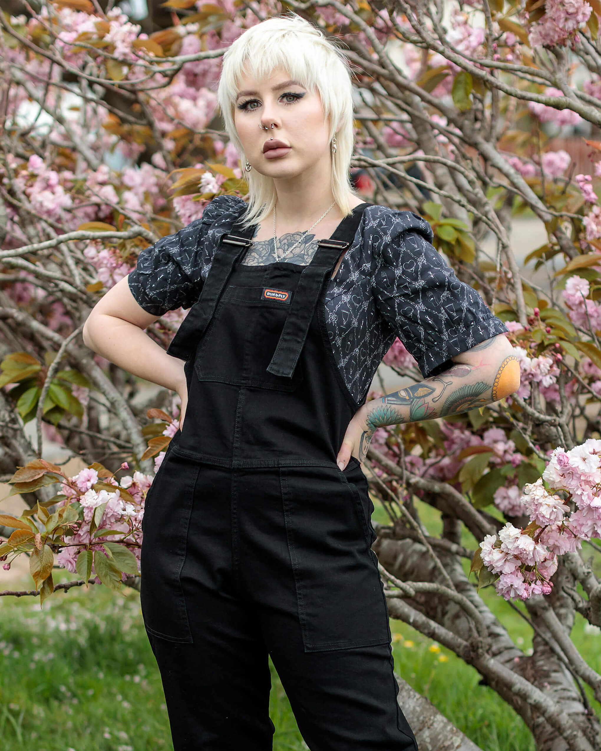 Black Stretch Denim Dungarees – Run and Fly