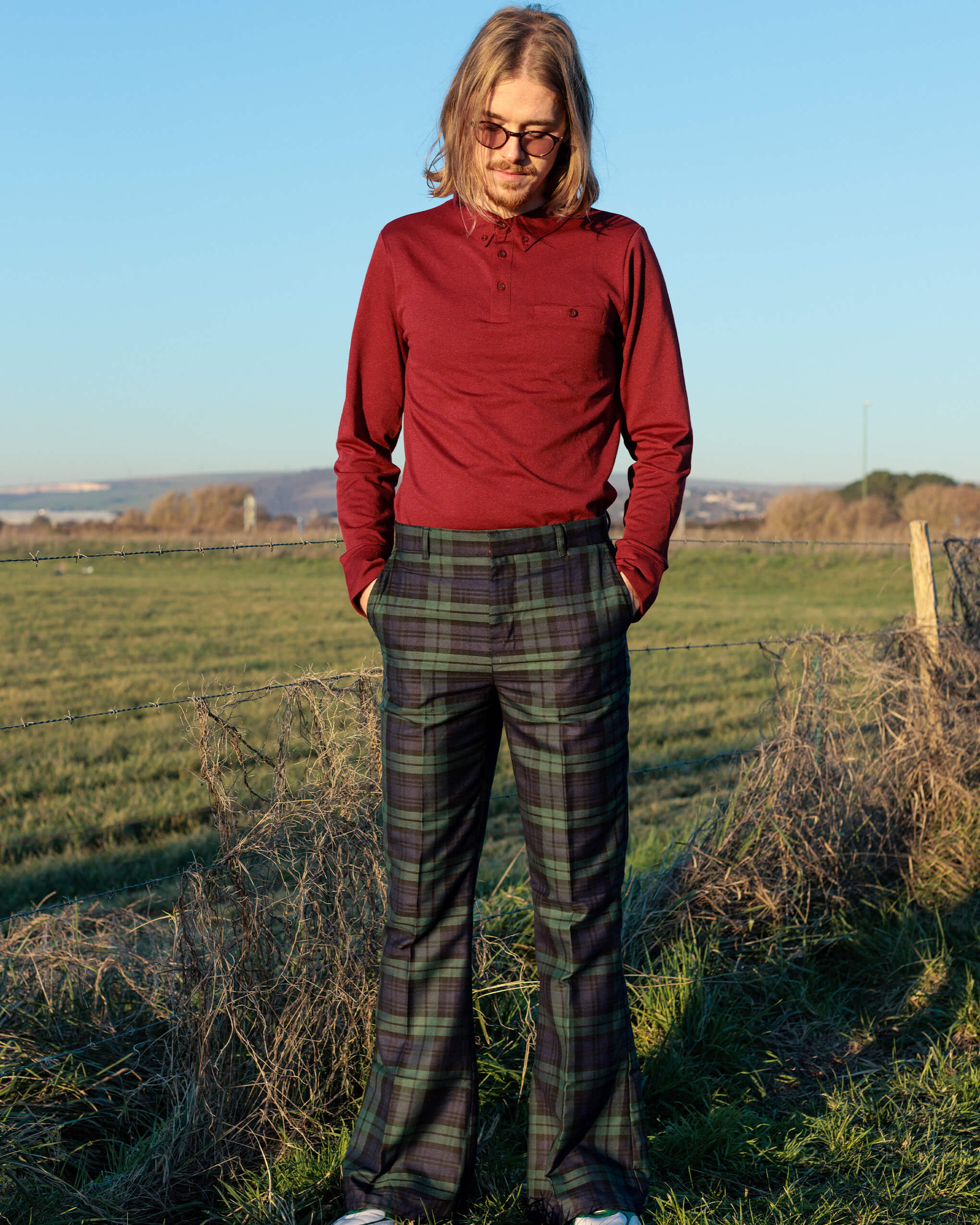 Blackwatch Tartan Plaid Bell Bottom Trousers Run and Fly