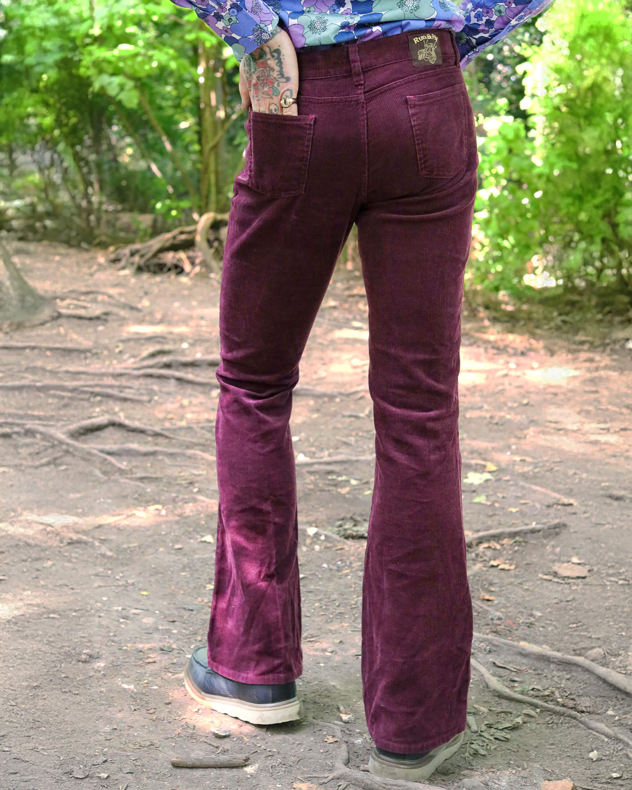 Burgundy Boot Cut Corduroy Flares – Run and Fly