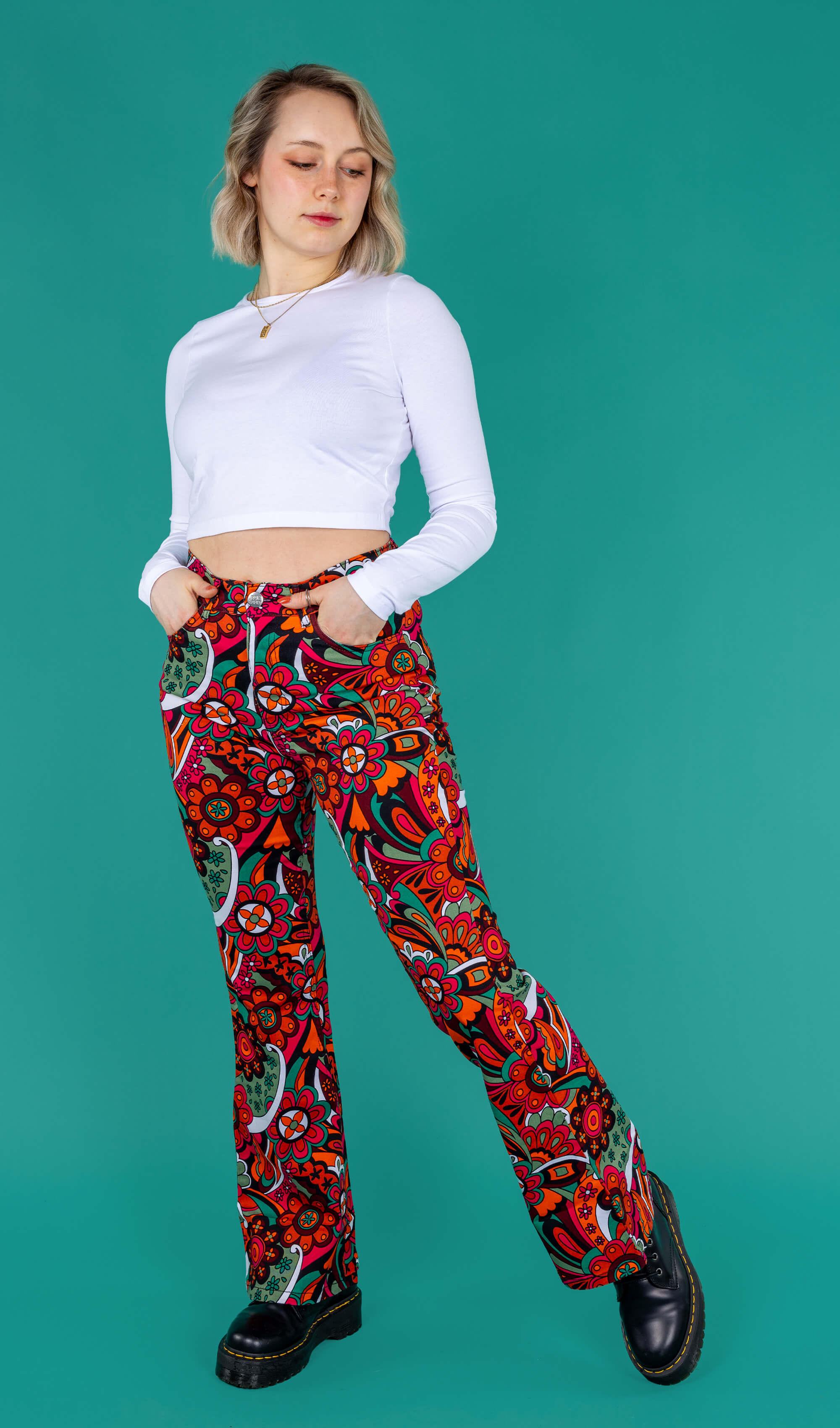 Swirly Floral High Waisted Bell Bottom Flares – Run and Fly