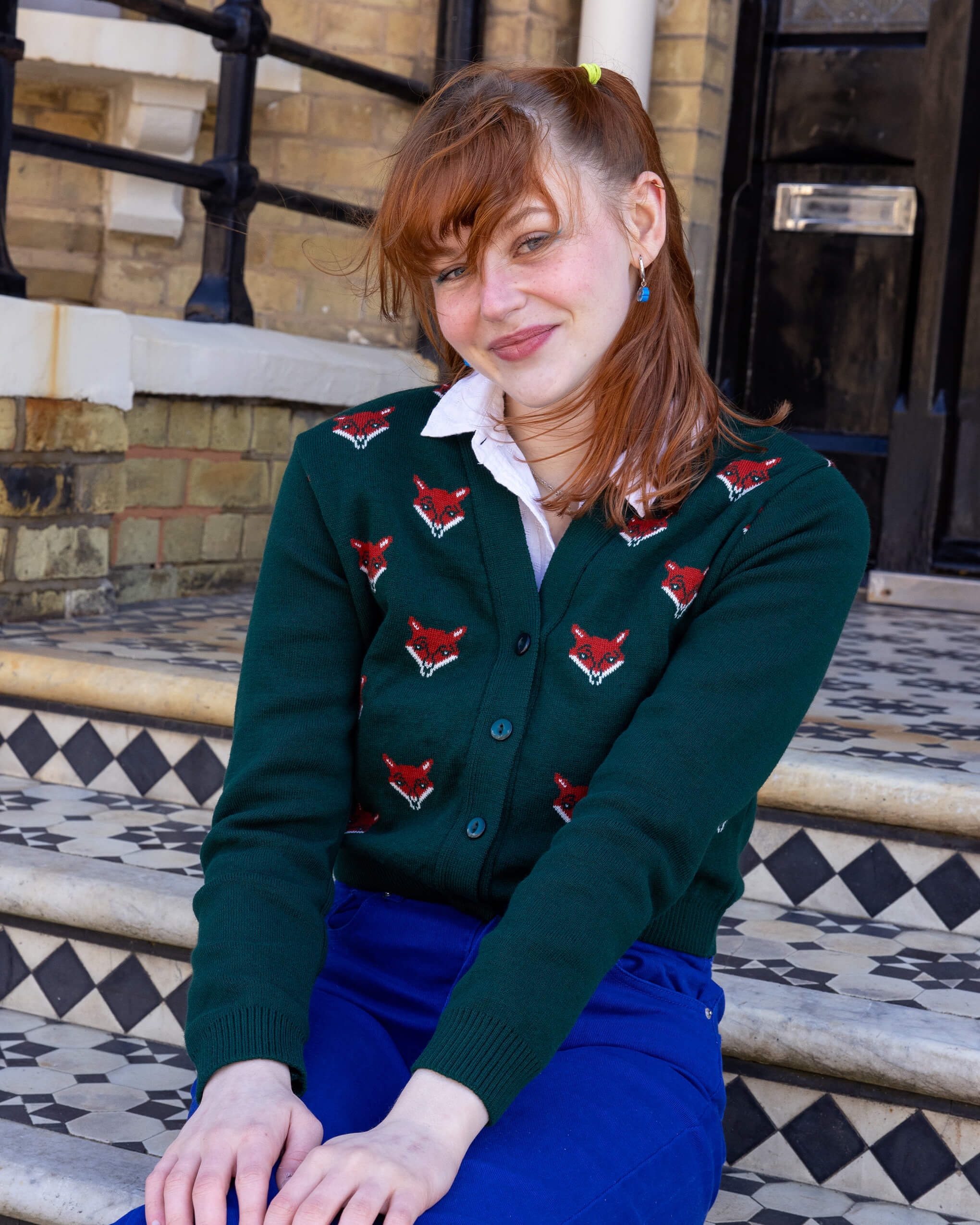Forest Green Fox Head Cropped Cardigan – Run and Fly