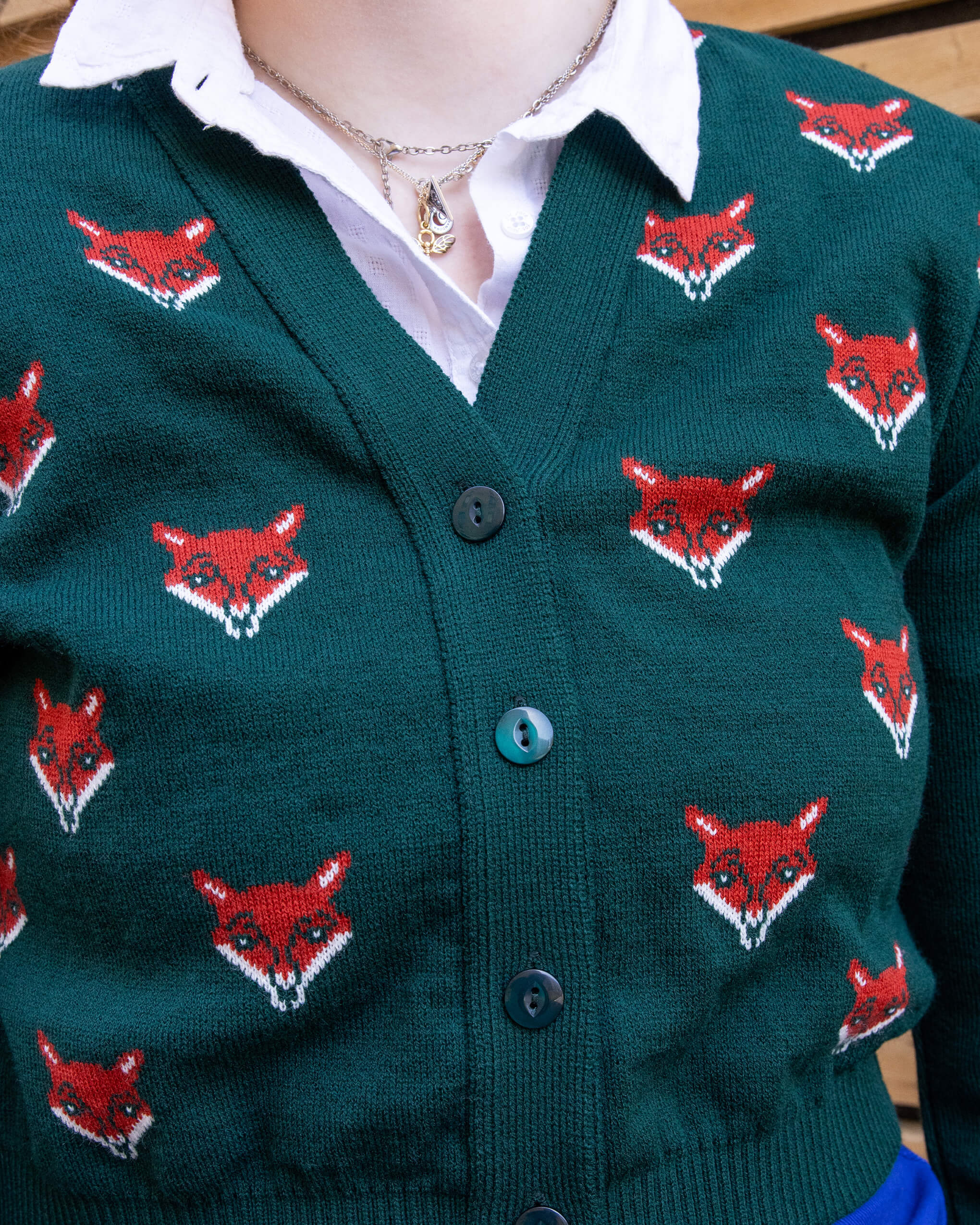 Forest Green Fox Head Cropped Cardigan – Run and Fly