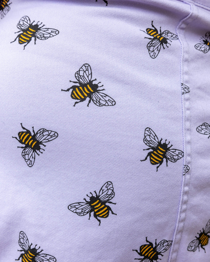 close up of lavender bee print