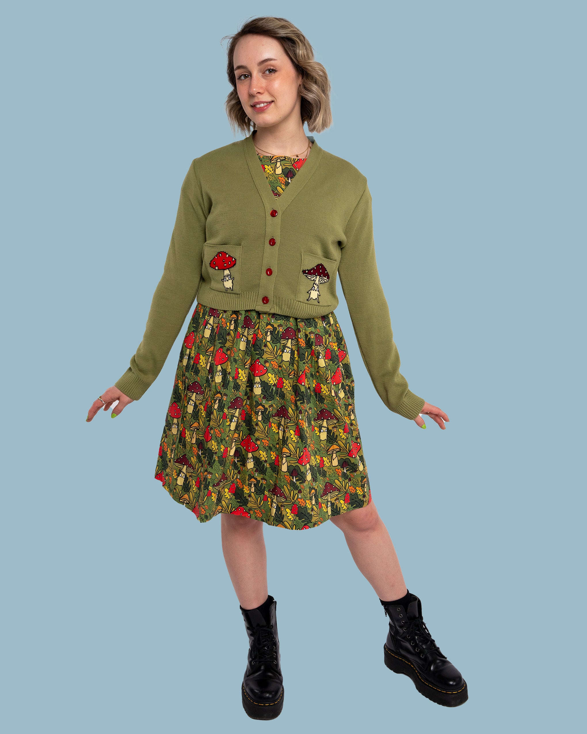 Run & Fly x Katie Abey Mushroom Bois V-Neck Cropped Cardigan – Run