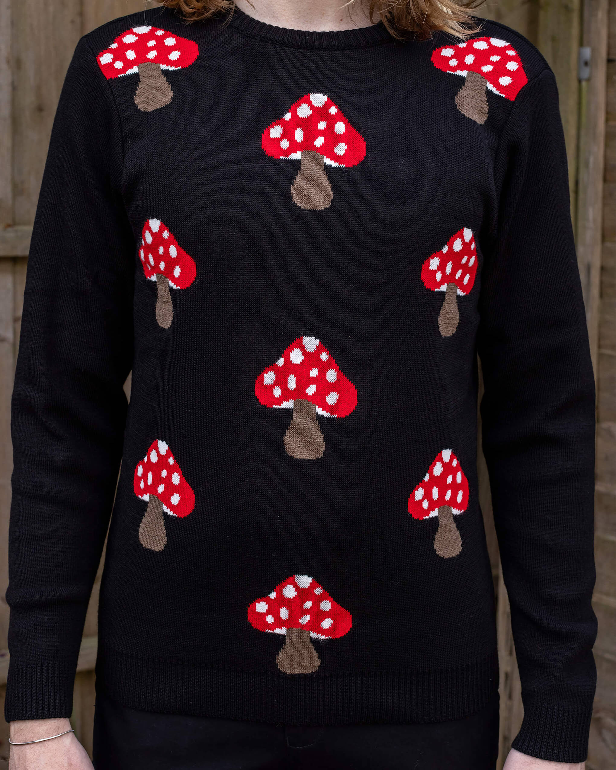 Mushroom Print Black Jumper – Run and Fly