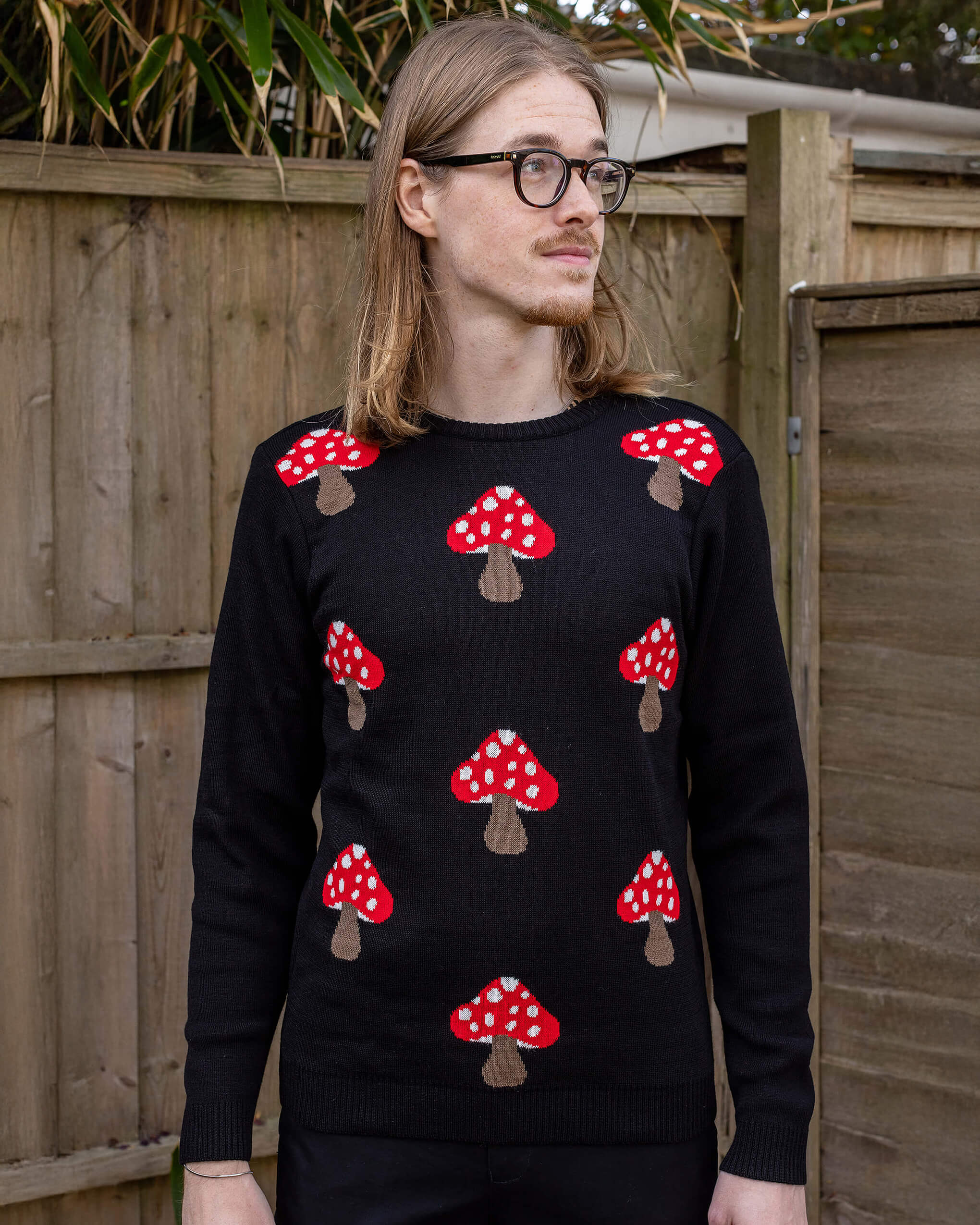 Mushroom Print Black Jumper – Run and Fly