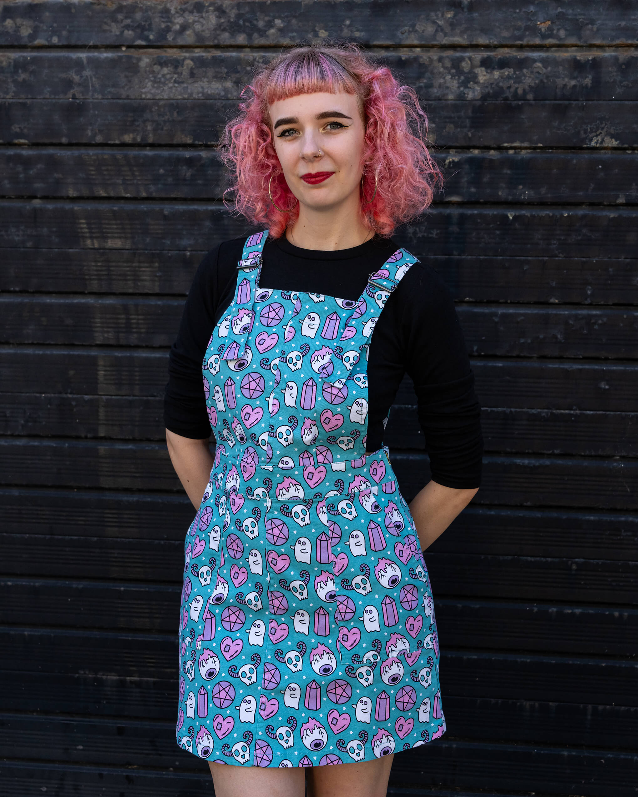 run & fly rainbow corduroy pinafore mini dress Gold Bee Stretch Corduroy Pinafore Dress  Run and Fly