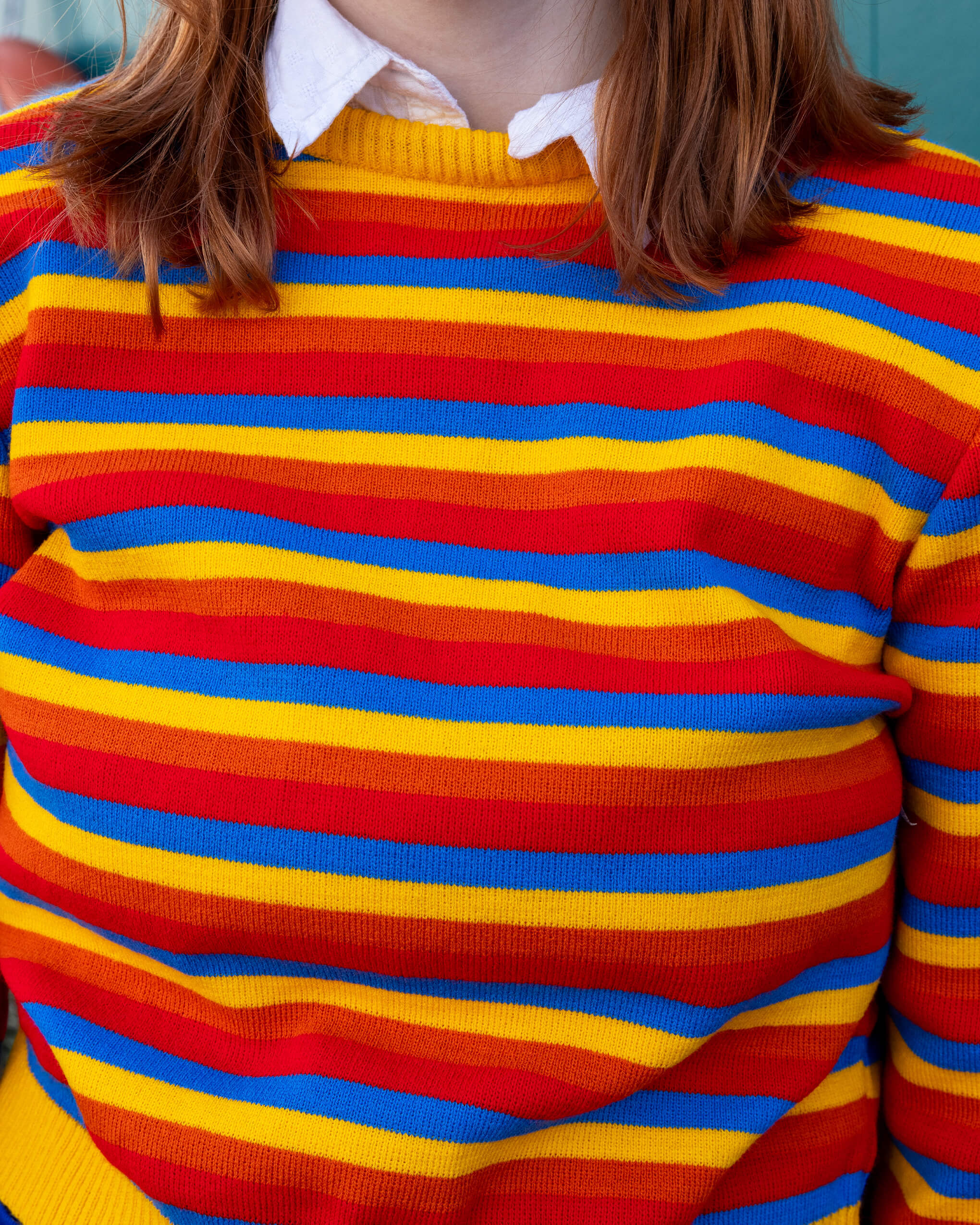 Rainbow Primary Colours Striped Cropped Jumper