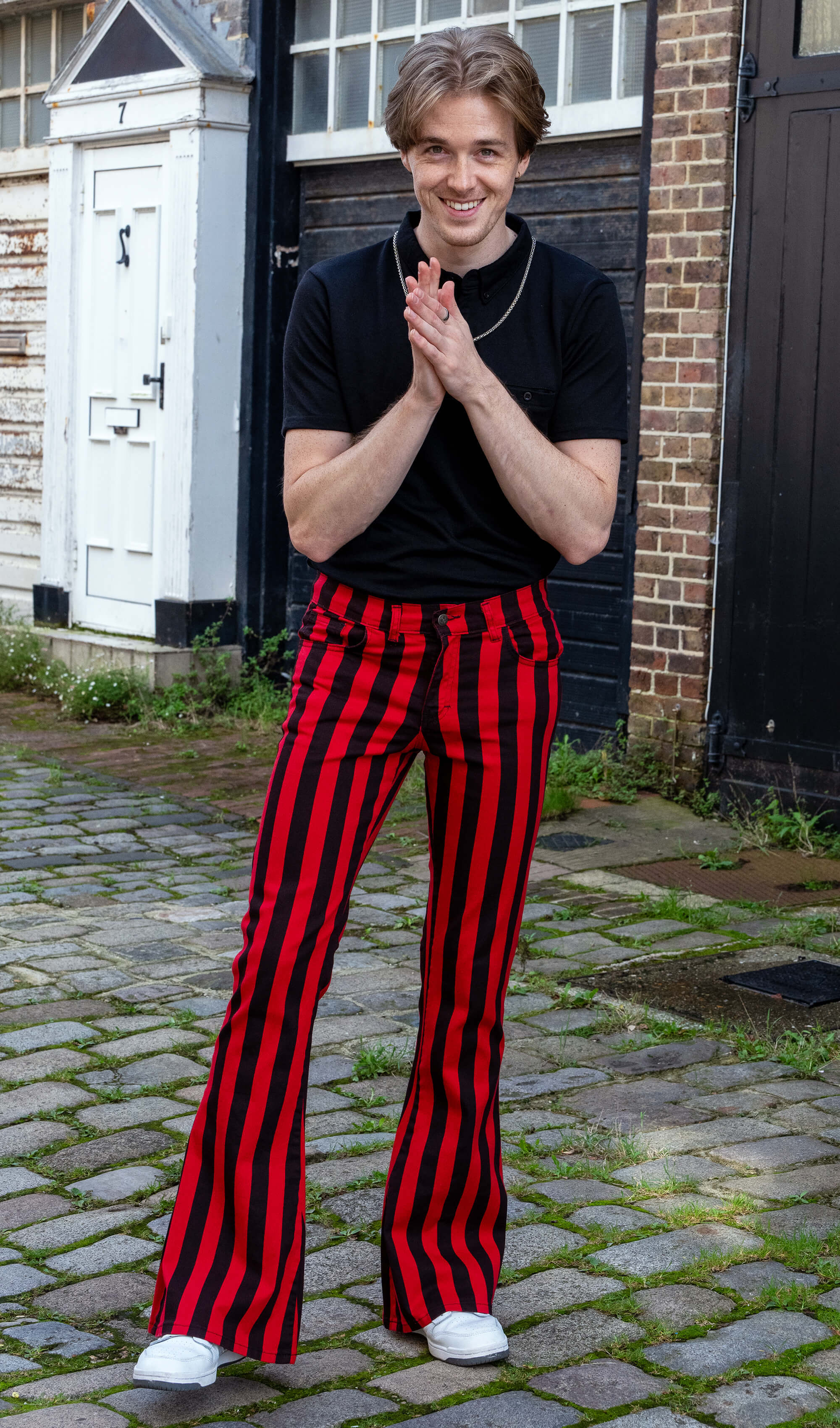 Bell bottom pants striped online