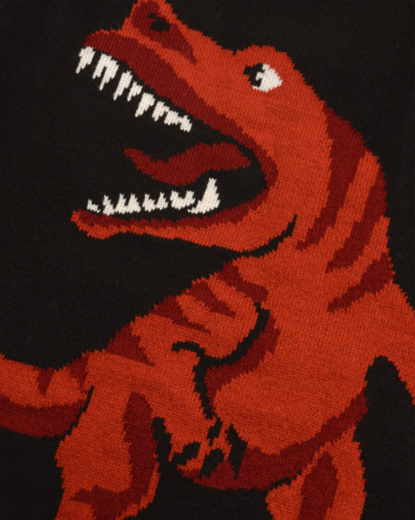 Close up of the red dino design on the T Rex Dino-Roar Jumper