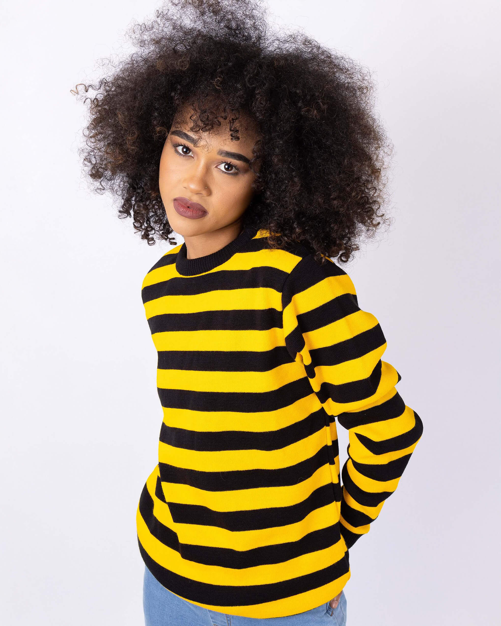 Yellow black and white jumper clearance
