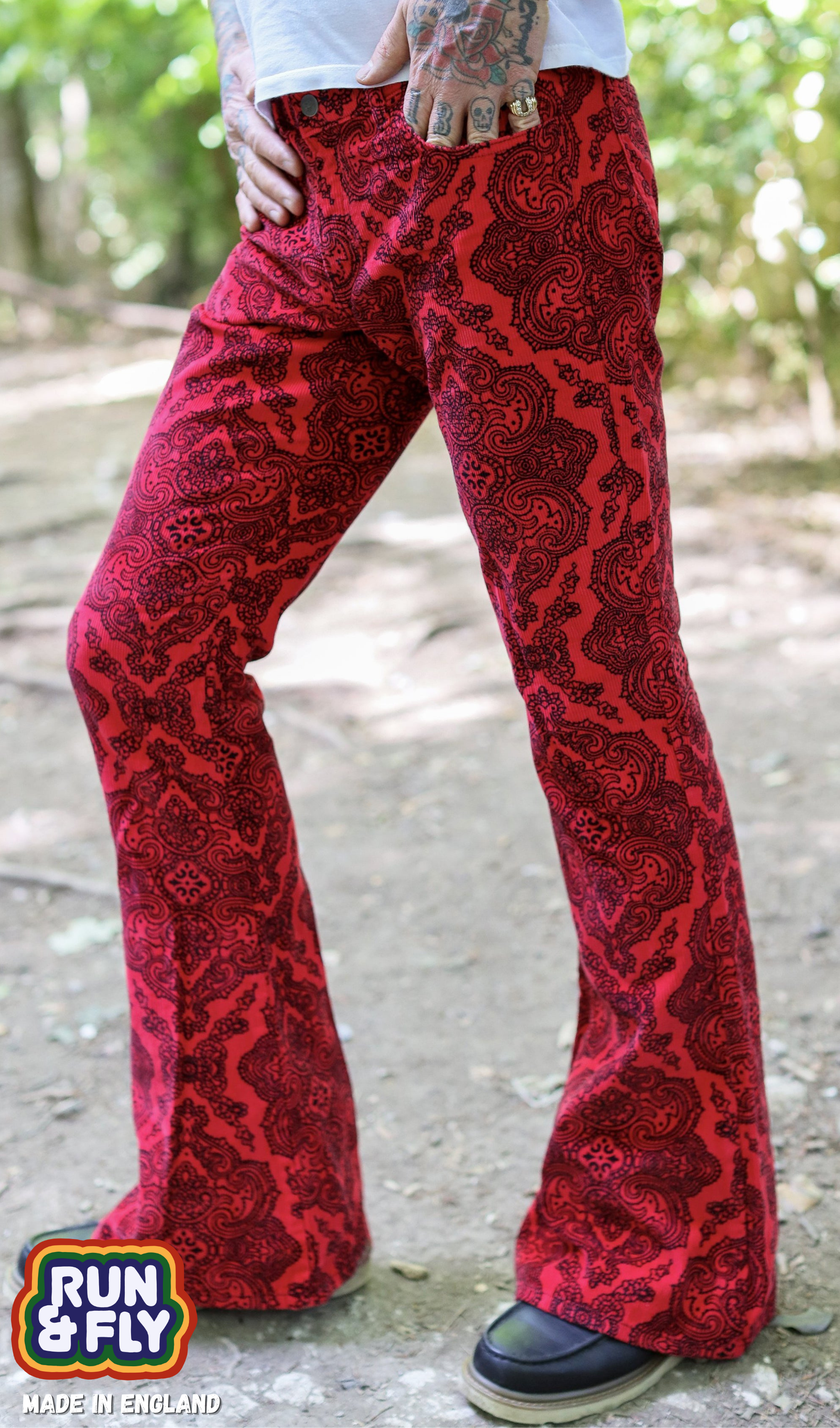 Hendrix Paisley Corduroy Retro Bell Bottom Flares – Run and Fly